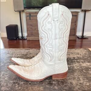 Rancho White Leather Croc Embossed Western Boots Size 26.5 (7.5 m, 9.5w)